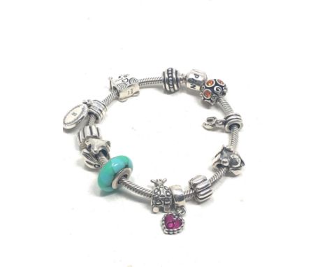 silver pandora bracelet &amp; charms 