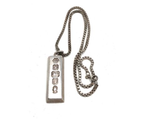 Vintage silver ingot on chain weight 43.2g
