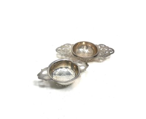 2 Vintage silver tea strainers