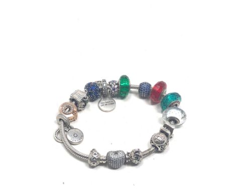 Silver pandora charm bracelet &amp; charms 