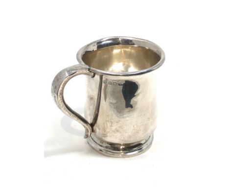 Vintage silver mug engraved initials measures approx 8cm high weight 77g