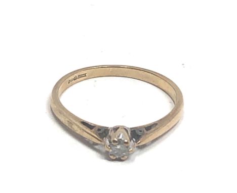 9ct gold vintage diamond solitaire ring (1.9g)