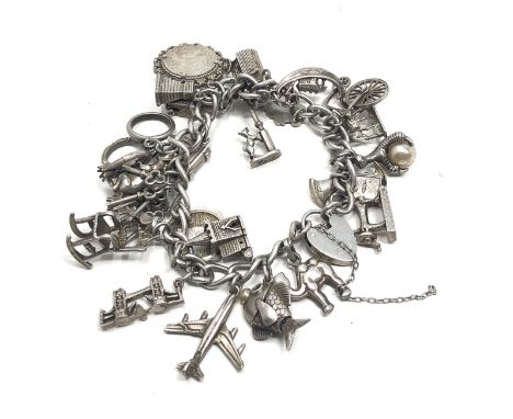 Vintage silver charm bracelet weight 72g