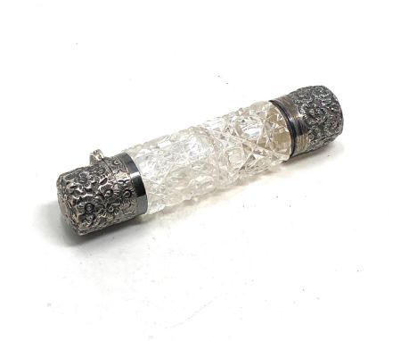 Victorian silver mounted &amp; cut glass double end scent bottle Birmingham silver hallmarks measures approx 10cm long comple