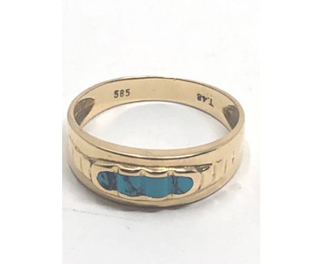 14ct gold turquoise band ring (3g)