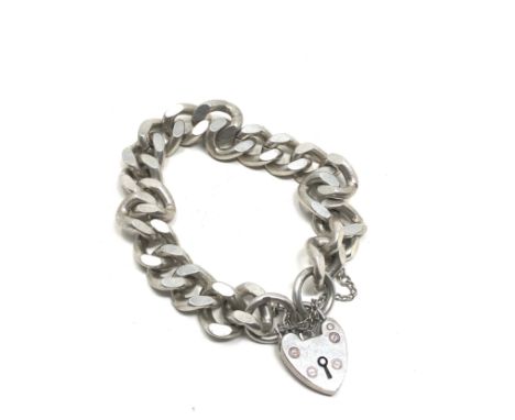 Vintage Chunky curb link silver bracelet weight 52g
