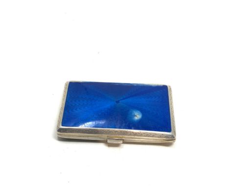 Silver &amp; enamel cigarette case chip and wear to enamel weight 94g
