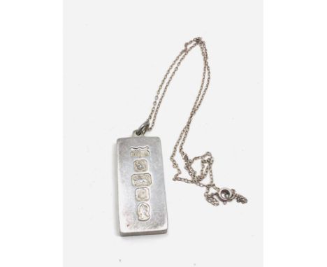 Vintage silver ingot on chain weight 32.7g