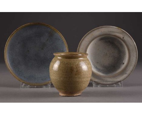 An assembled group of Chinese pottery, Song DynastyIncluding: A Jun ware dish, of shallow rounded form with short straight fo