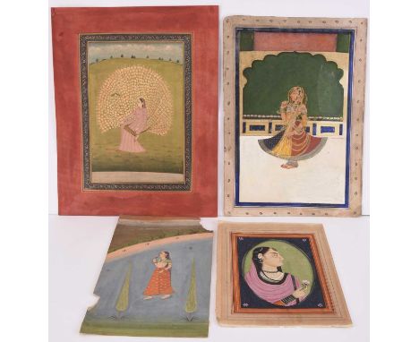 Four Indian miniature portraits of noblewomen, Deccan, 19th centuryInk and gouache on paper.Largest 26.5cm x 20.5cm (4)Proven