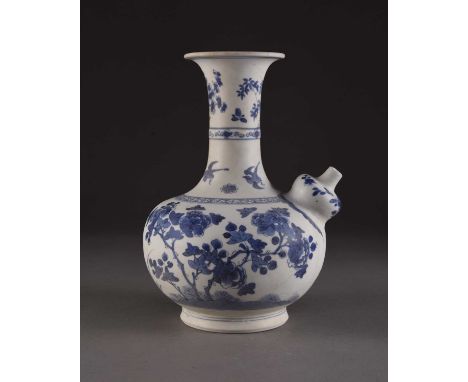 A Chinese blue and white ewer, Kendai, from the Bintan cargo Kangxi Of ovoid form with flared rim and domed drinking spout, d