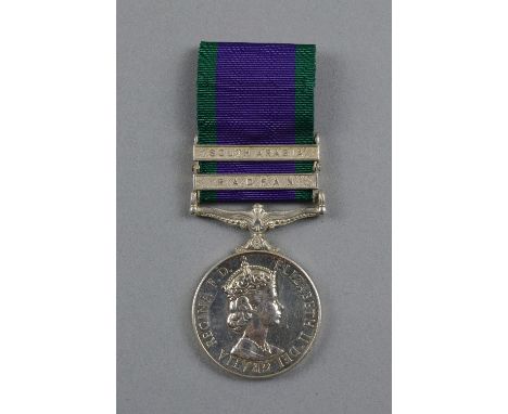GENERAL SERVICE MEDAL, ERII two bars, South Arabia, Radfan, correctly named to 23909479 Pte K. Armstrong, RS (Royal Scots)
