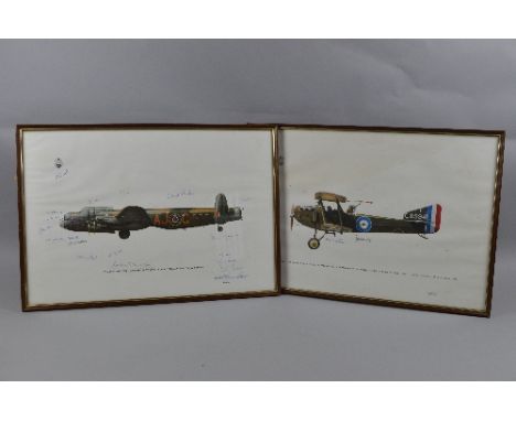 TWO LARGE FRAMED PRINTS OF AN R.A.F INTEREST, 'The Dambusters' Wartime survivors of the 617 Squadron R.A.F. , the print featu