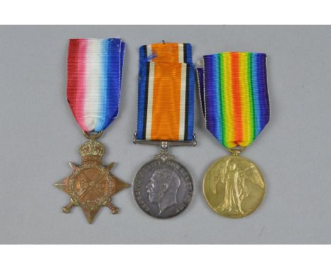 A WWI 1914-15 STAR TRIO OF MEDALS, correctly named to 21687 Pte M. Martin, ASC (Army Service Corps) on Star, SS-21687 on Brit