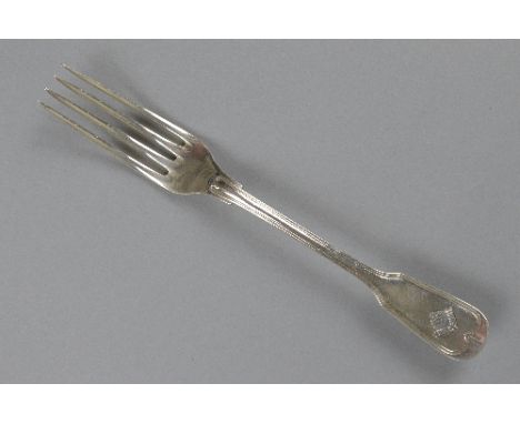 A WHITE METAL DINNER FORK, embossed with the German Nazi logo for the R.A.D. National Labour Service