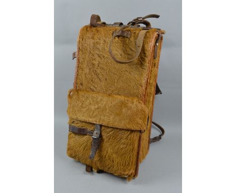 A GERMAN/SWISS ? WWII ARMY TORNISTER BAG/BACKPACK, the bag measures 48cm x 28cm x 15cm, this example has a large front flap, 