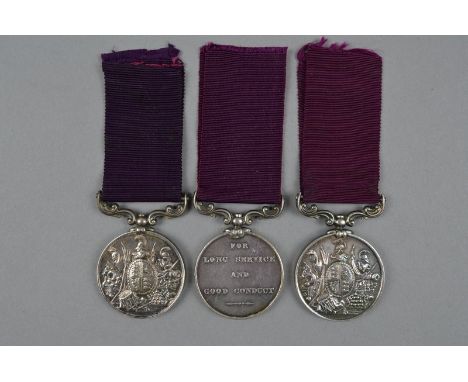 THREE VICTORIAN ARMY LONG SERVICE AND GOOD CONDUCT MEDALS, all 2nd type obverse (Badge of Hanover), named to Mattw (Matthew) 