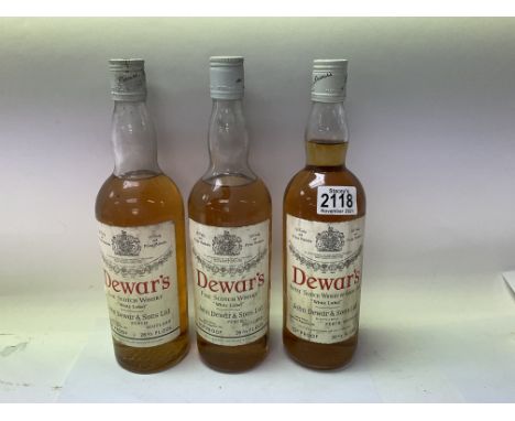 3 Bottles of 1970s White label Dewars scotch whisky