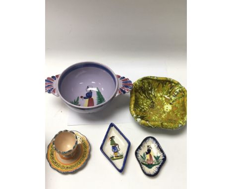 A five piece quimper collection and one item of Wedgwood.
