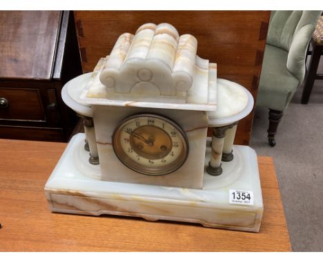 A Victorian Barnaby &amp; Rust gilt dial onyx mantle clock - NO RESERVE