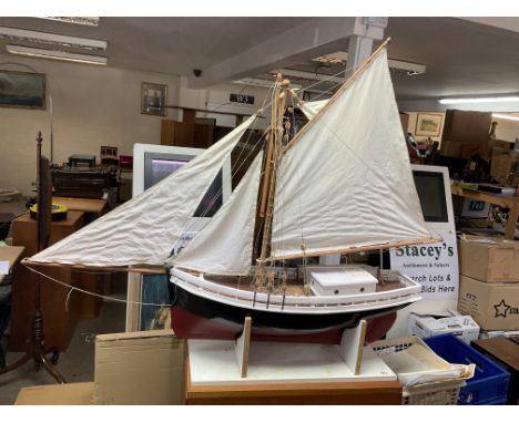 A large hand built model pond yacht. L.165cm x 126cm. (With original build plans) - NO RESERVE