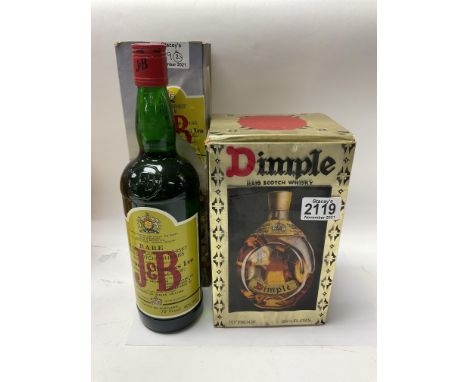 A boxed bottle of Dimple Haig scotch whisky + a Vintage boxed bottle of J&amp;B blended scotch whisky.