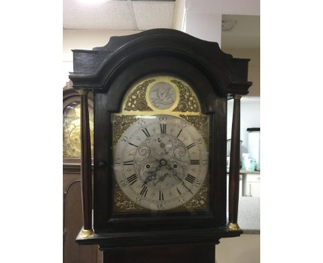 An 8 day longcase clock by J Ritchi of Hull with a silvered dial.