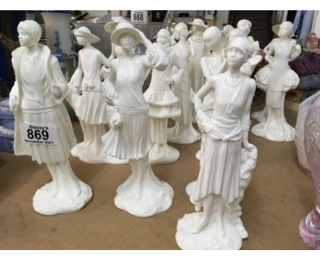 A collection of 12 Royal Worcester Art Deco style figurines