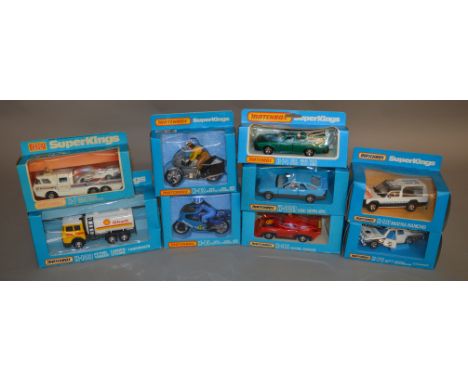 9 Matchbox models from the 'SuperKings' range, all in window box packaging, including K-101 Racing Porsche  and K-109 Petrol 