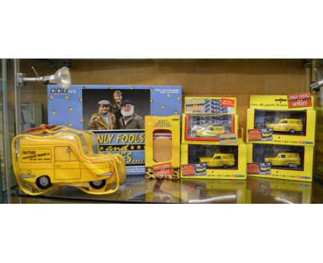 4 Only Fools And Horses diecast models by Corgi and Lledo, also included in this lot is a Only Fools and Horses game, a car c