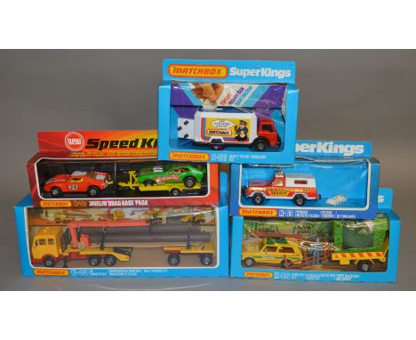 5 Matchbox models from the 'SuperKings' range, all in various styles of window box packaging, including K-88 Money Box  and K