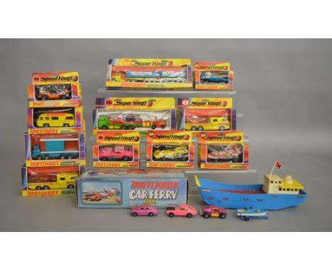 11 boxed Matchbox King Size diecast models including K-16 Dodge Tractor with Twin Tippers and K-20 Cargo Hauler with Pallet L