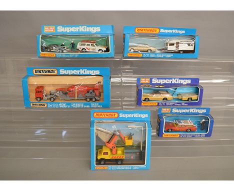 6 Matchbox models from the 'SuperKings' range, all in window box packaging, including K-76 Volvo Rally Support  and K-93 Lamp
