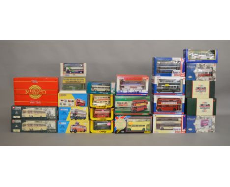 24 boxed mainly PCV models, both buses and coaches, by Corgi and others in various scales, including 2 x Corgi 35305 Wallace 