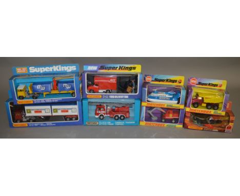 7 Matchbox models from the 'SuperKings' range, all in various styles of window box packaging, including K-4 Big Tipper and K-