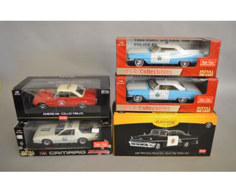 5&nbsp; Sunstar 1:18 scale Police Cars, 1963 Ford Falcon, 2 x 1964 Foird Galaxie 500, 1982 Camaro Highway Patrol and a 1956 M