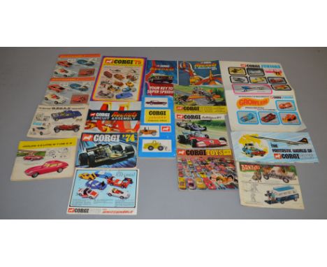 12 vintage Corgi Toys Catalogues, some with missing pages together with a Corgi Juniors Collectors Album and three Corgi Rock