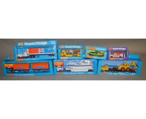 7 Matchbox models from the 'SuperKings' range, all in window box packaging, including K-36 Construction Transporter  and K-10
