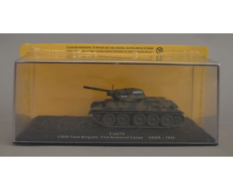 50 1:72 scale military tanks, all are T-34/76 130th Tank Brigade 21st Armored Corps USSR-1942 (50).[NO RESERVE]