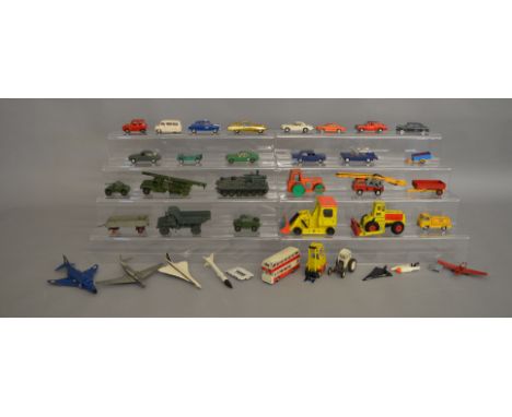 A quantity of  playworn diecast models by Corgi, Dinky, Matchbox .etc, with repainting to some, including&nbsp; a Dinky Austi