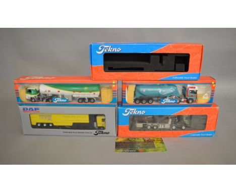 4 Tekno diecast 1:50 scale Truck models, also included in this lot is 1 empty box (5).&nbsp;