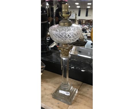 CUT GLASS CORINTHIAN COLUMN OIL LAMP - 56 CMS (H)