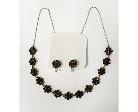 9CT GOLD RUBY NECKLACE &amp; MATCHING EARRINGS