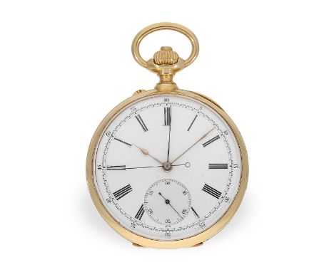 Taschenuhr: Bedeutendes Le Roy Chronometer mit Chronograph und zentralem Zähler, No.57137-3601, ca.1890: Ca. Ø50mm, ca.107g, 