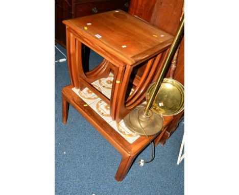 A G PLAN FRASCO TEAK NEST OF THREE TABLES and tile top occasional table (2)