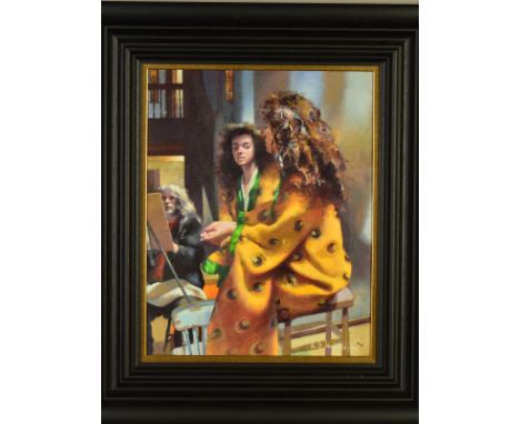 ROBERT LENKIEWICZ (BRITISH 1941-2002) 'ANNA IN YELLOW KIMONO', a limited edition print 4/50, no certificate, framed, approxim