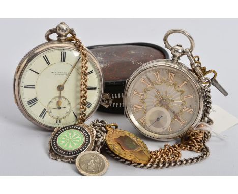 TWO SILVER POCKET WATCHES, a Max Cohen Ltd, key wound mechanical movement, case measuring approximately 58mm in diameter, sec