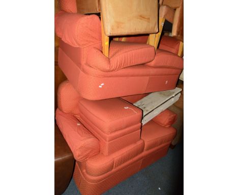 A MARKS AND SPENCER THREE PIECE LOUNGE SUITE, comprising of two two seater settee's and a pouffe
