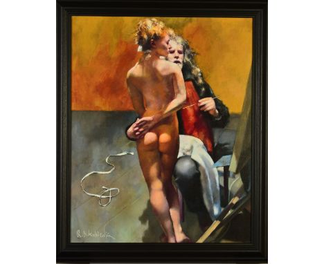 ROBERT LENKIEWICZ (BRITISH 1941-2002) 'THE PAINTER WITH PAULA' self portrait with model, limited edition print 32/50 with cer