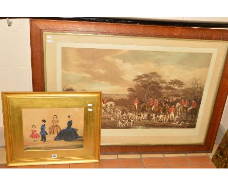 A VICTORIAN WATERCOLOUR DEPICTING A MOTHER AND THREE CHILDREN, unsigned, mounted, framed and glazed, approximate size 27cm x 